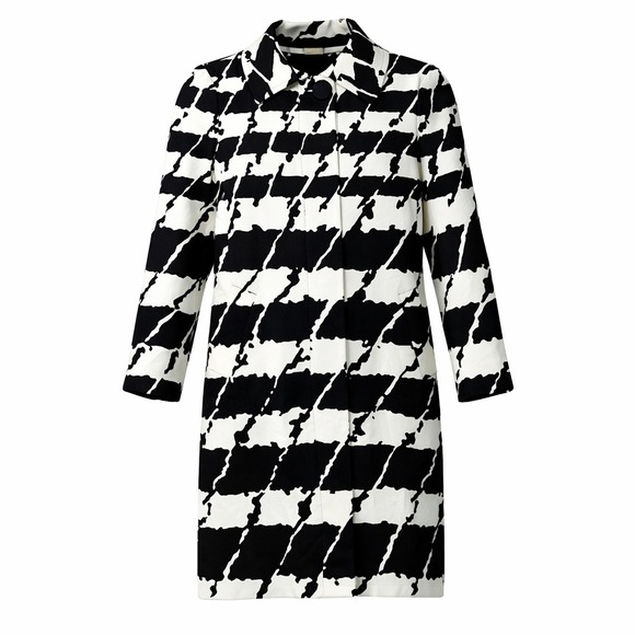 Michael Kors Jackets & Blazers - Michael Kors Trench Coat Size‎ S Abstract Houndstooth Cotton Blend Pockets